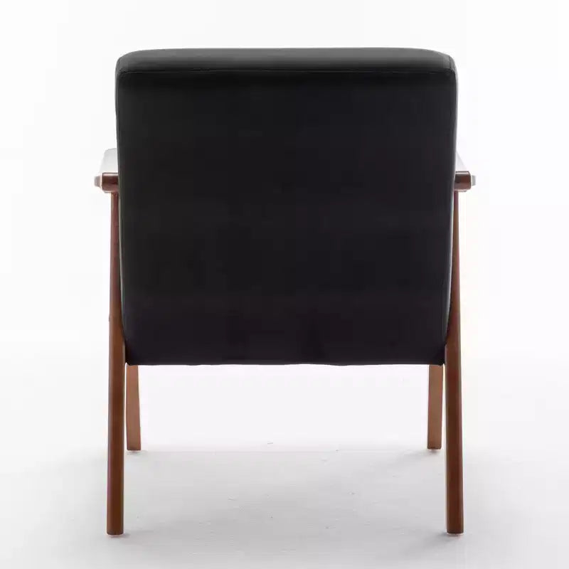 MAYEERTY Fauteuil d'appoint dossier haut de style scandinave avec structure en bois massif et dossier épais pour salon