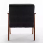MAYEERTY Fauteuil d'appoint dossier haut de style scandinave avec structure en bois massif et dossier épais pour salon