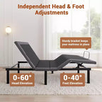 Sommier Articulé avec Massage, Inclinaison Tête et Pieds, 2 Ports USB Intégrés, Veilleuse LED, Télécommande Sans Fil, 4 Pieds Réglables, Noir