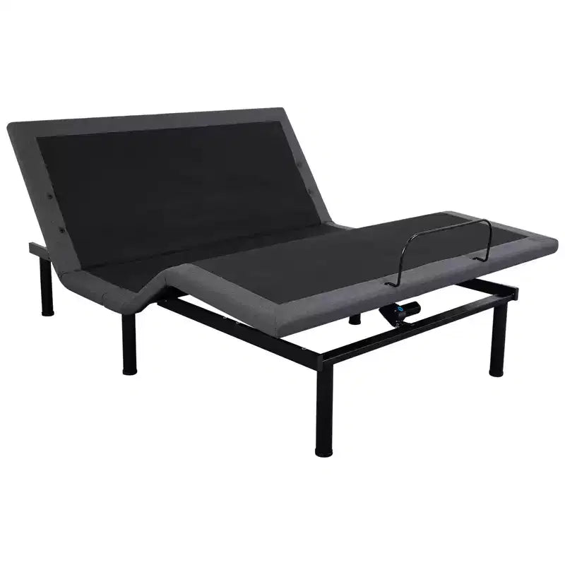 Sommier Articulé avec Massage, Inclinaison Tête et Pieds, 2 Ports USB Intégrés, Veilleuse LED, Télécommande Sans Fil, 4 Pieds Réglables, Noir