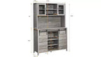 Acekool 70'' Meuble Bar à Café de Ferme, Buffet de Cuisine avec Porte Coulissante Grange, Vaisselier avec Casier à Vin et Range-Verres