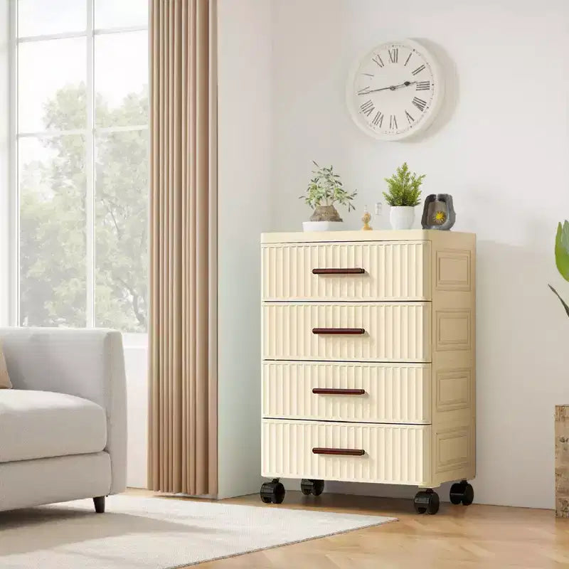 Chariot de rangement à tiroirs en plastique, 4/5 tiroirs, rangement domestique, conteneur de rangement roulant, unité de rangement verticale pour chambre, salon, bureau