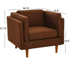 Fauteuil Atley moderne rembourré à accoudoirs hauts avec pieds en bois massif
