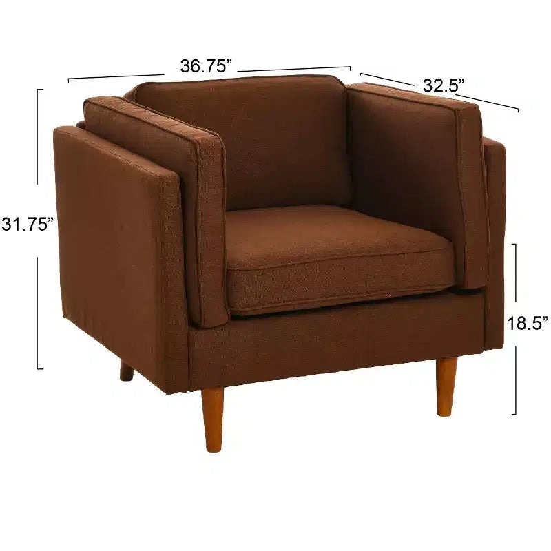 Fauteuil Atley moderne rembourré à accoudoirs hauts avec pieds en bois massif