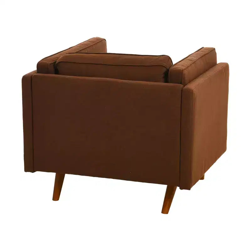 Fauteuil Atley moderne rembourré à accoudoirs hauts avec pieds en bois massif