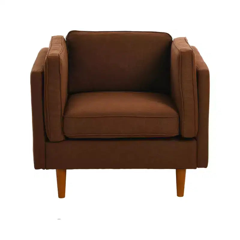 Fauteuil Atley moderne rembourré à accoudoirs hauts avec pieds en bois massif