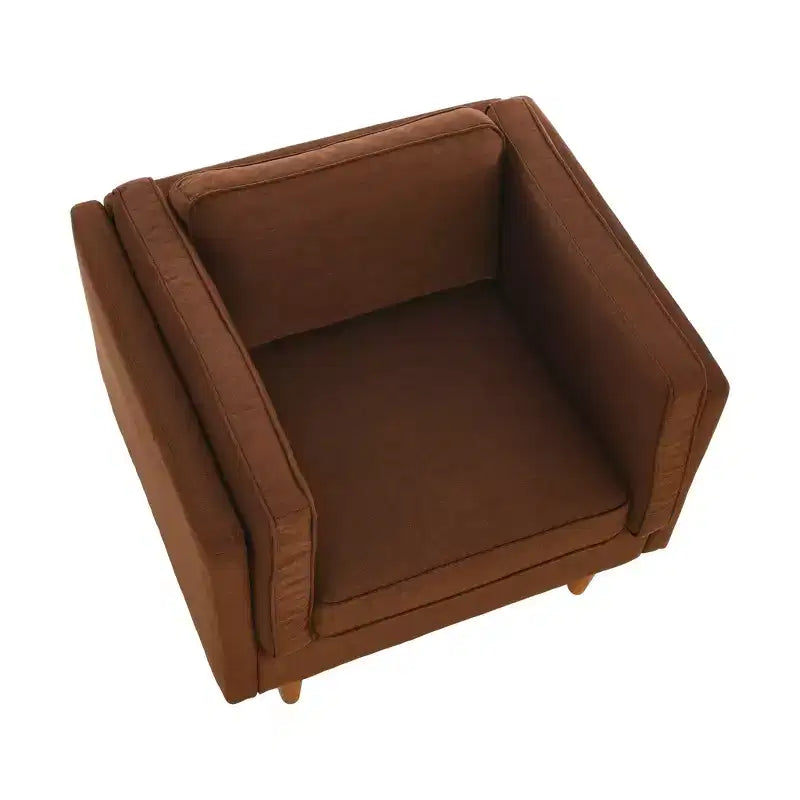 Fauteuil Atley moderne rembourré à accoudoirs hauts avec pieds en bois massif