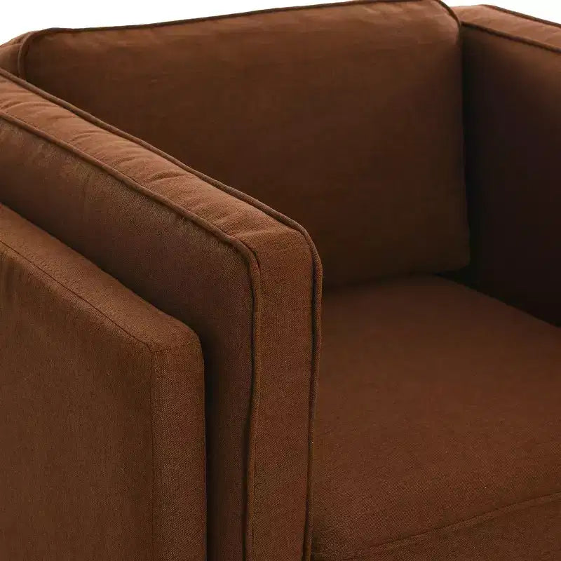 Fauteuil Atley moderne rembourré à accoudoirs hauts avec pieds en bois massif