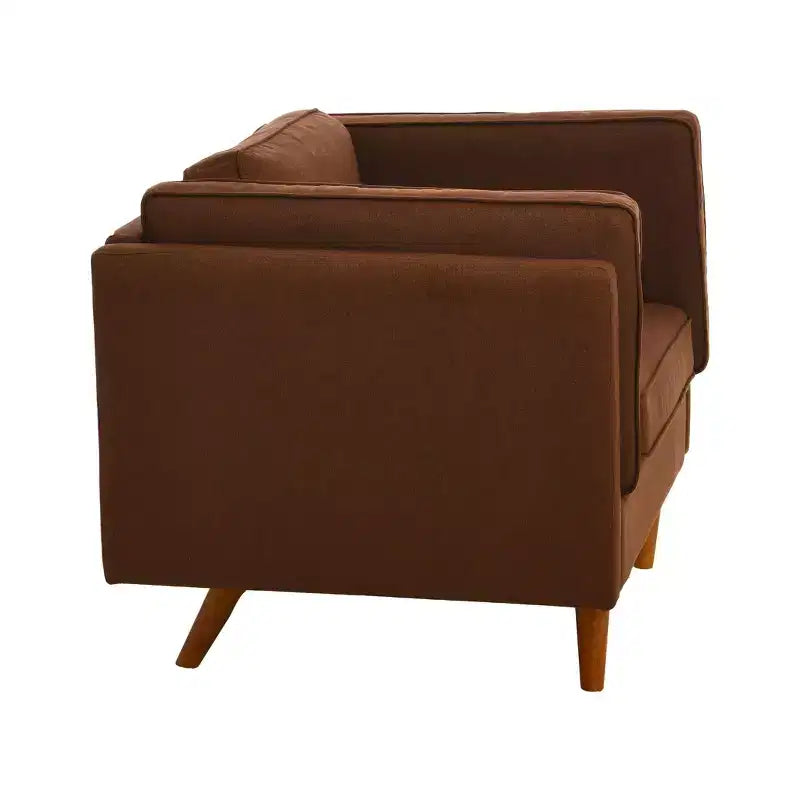 Fauteuil Atley moderne rembourré à accoudoirs hauts avec pieds en bois massif