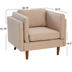 Fauteuil Atley moderne rembourré à accoudoirs hauts avec pieds en bois massif