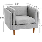 Fauteuil Atley moderne rembourré à accoudoirs hauts avec pieds en bois massif