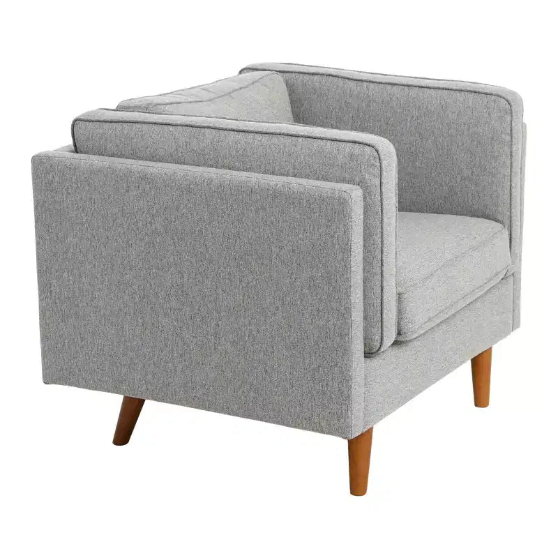 Fauteuil Atley moderne rembourré à accoudoirs hauts avec pieds en bois massif
