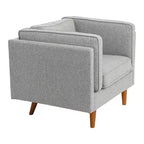 Fauteuil Atley moderne rembourré à accoudoirs hauts avec pieds en bois massif