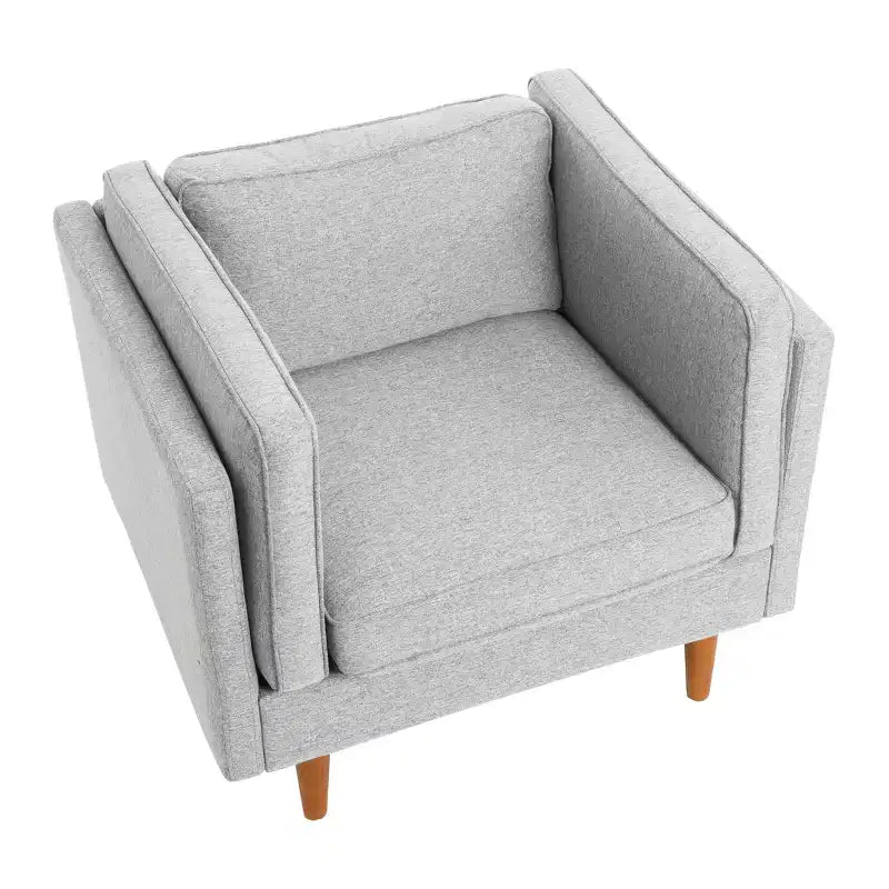 Fauteuil Atley moderne rembourré à accoudoirs hauts avec pieds en bois massif