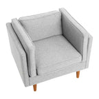 Fauteuil Atley moderne rembourré à accoudoirs hauts avec pieds en bois massif