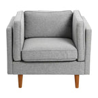 Fauteuil Atley moderne rembourré à accoudoirs hauts avec pieds en bois massif