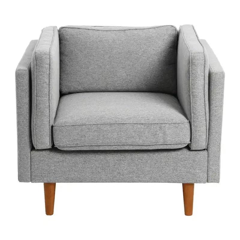 Fauteuil Atley moderne rembourré à accoudoirs hauts avec pieds en bois massif