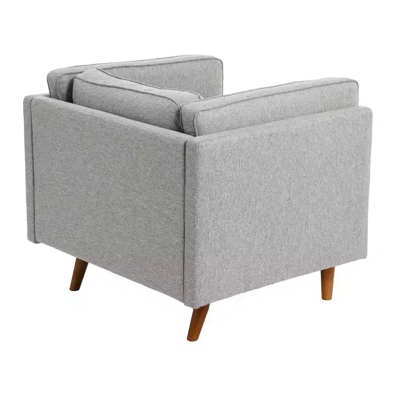 Fauteuil Atley moderne rembourré à accoudoirs hauts avec pieds en bois massif