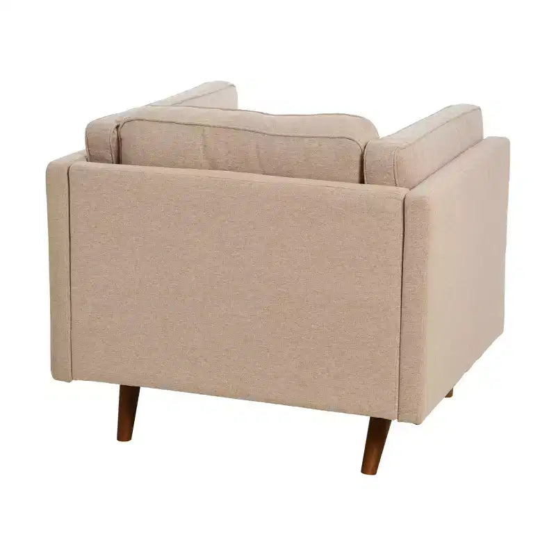 Fauteuil Atley moderne rembourré à accoudoirs hauts avec pieds en bois massif