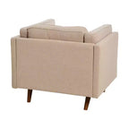 Fauteuil Atley moderne rembourré à accoudoirs hauts avec pieds en bois massif