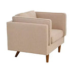 Fauteuil Atley moderne rembourré à accoudoirs hauts avec pieds en bois massif