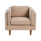 Fauteuil Atley moderne rembourré à accoudoirs hauts avec pieds en bois massif