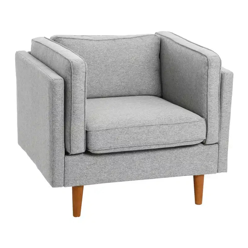 Fauteuil Atley moderne rembourré à accoudoirs hauts avec pieds en bois massif