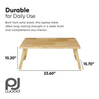 PJ Wood Plateau de bureau pliable pour ordinateur portable, table portable légère pour le travail sur ordinateur au lit ou sur le canapé, manger à la maison, petits espaces, 24 pouces, naturel