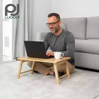 PJ Wood Plateau de bureau pliable pour ordinateur portable, table portable légère pour le travail sur ordinateur au lit ou sur le canapé, manger à la maison, petits espaces, 24 pouces, naturel