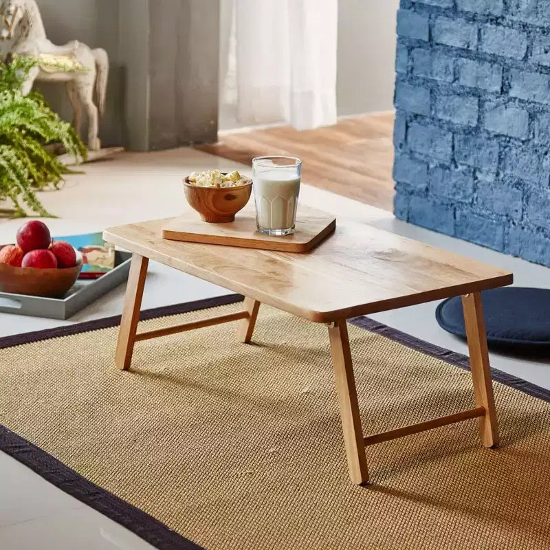 PJ Wood Plateau de bureau pliable pour ordinateur portable, table portable légère pour le travail sur ordinateur au lit ou sur le canapé, manger à la maison, petits espaces, 24 pouces, naturel