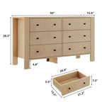 Commodes de chambre, grandes commodes à 6 tiroirs profonds avec poignées en métal, double commodes modernes en bois pour chambre d'enfant, entrée
