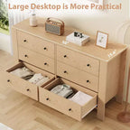 Commodes de chambre, grandes commodes à 6 tiroirs profonds avec poignées en métal, double commodes modernes en bois pour chambre d'enfant, entrée