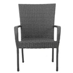 Chaise empilable MAYEERTY en osier PE gris 1 pièce gain de place résistante aux intempéries pour terrasse ou jardin