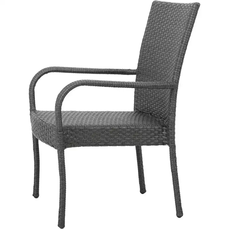 Chaise empilable MAYEERTY en osier PE gris 1 pièce gain de place résistante aux intempéries pour terrasse ou jardin