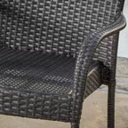 Chaise empilable MAYEERTY en osier PE gris 1 pièce gain de place résistante aux intempéries pour terrasse ou jardin