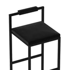 MAYEERTY Lot de 2 tabourets de bar modernes en velours, hauteur comptoir avec repose-pieds et dossier, noirs, pour cuisine