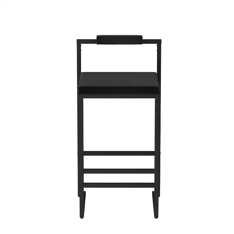 MAYEERTY Lot de 2 tabourets de bar modernes en velours, hauteur comptoir avec repose-pieds et dossier, noirs, pour cuisine