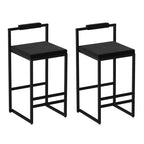MAYEERTY Lot de 2 tabourets de bar modernes en velours, hauteur comptoir avec repose-pieds et dossier, noirs, pour cuisine