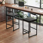 MAYEERTY Lot de 2 tabourets de bar modernes en velours, hauteur comptoir avec repose-pieds et dossier, noirs, pour cuisine