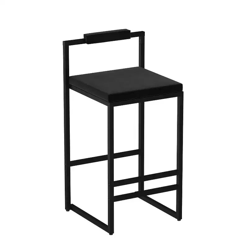 MAYEERTY Lot de 2 tabourets de bar modernes en velours, hauteur comptoir avec repose-pieds et dossier, noirs, pour cuisine
