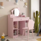 Coiffeuse pour enfants, ensemble coiffeuse et tabouret de princesse 2 en 1, miroir et tabouret en forme d'ours, coiffeuse pour enfants pour salle de jeux et chambre à coucher