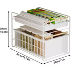 Organisateur de placard coulissant à 2 niveaux en acier inoxydable avec glissières à fermeture douce - Robuste pour le rangement de cuisine/garde-manger