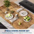Ensemble de salle à manger 3 pièces, ensemble de table à manger pour 4 personnes avec design chanfreiné et pieds en métal, mobilier de cuisine à cadre métallique avec 2 bancs rembourrés