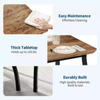 Ensemble de salle à manger 3 pièces, ensemble de table à manger pour 4 personnes avec design chanfreiné et pieds en métal, mobilier de cuisine à cadre métallique avec 2 bancs rembourrés
