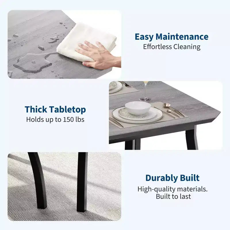 Ensemble de salle à manger 3 pièces, ensemble de table à manger pour 4 personnes avec design chanfreiné et pieds en métal, mobilier de cuisine à cadre métallique avec 2 bancs rembourrés