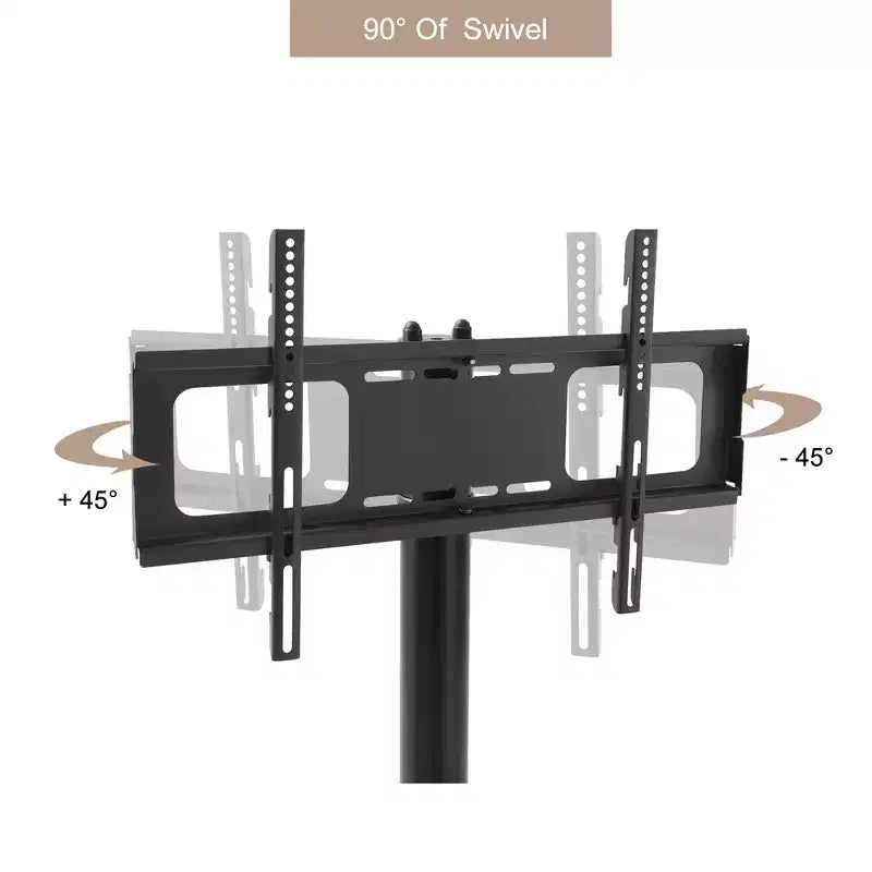 Meuble TV réglable en hauteur et en inclinaison avec roulettes verrouillables et étagères en verre, support TV mobile LCD/Plasma pour téléviseurs de 32 à 65 pouces, Noir - ModernLuxe
