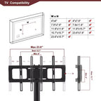 Meuble TV réglable en hauteur et en angle avec étagères en verre, support TV multifonction pour téléviseurs de 32 à 65 pouces, Noir - ModernLuxe