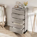 Commode de chambre à 5 tiroirs, commode haute de 50 pouces, commode verticale autoportante avec rangement, meuble de rangement en bois pour penderie