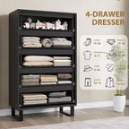 Commode de chambre à 5 tiroirs, commode haute de 50 pouces, commode verticale autoportante avec rangement, meuble de rangement en bois pour penderie