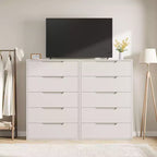 Commode de chambre à 5 tiroirs, commode haute de 50 pouces, commode verticale autoportante avec rangement, meuble de rangement en bois pour penderie